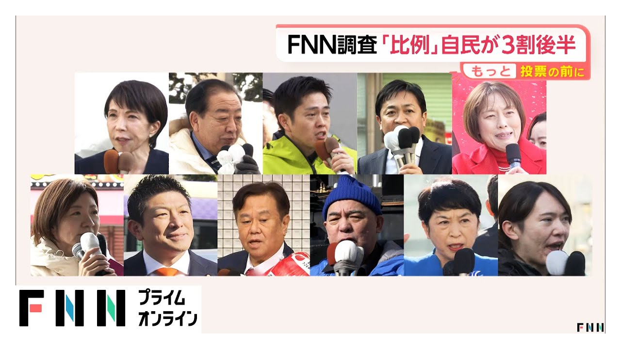衆院選「比例代表」投票先は自民3割台後半、中道約2割　維新・参政・国民の順もいずれも1割以下　FNN全国電話調査 (2026年01月28日) img