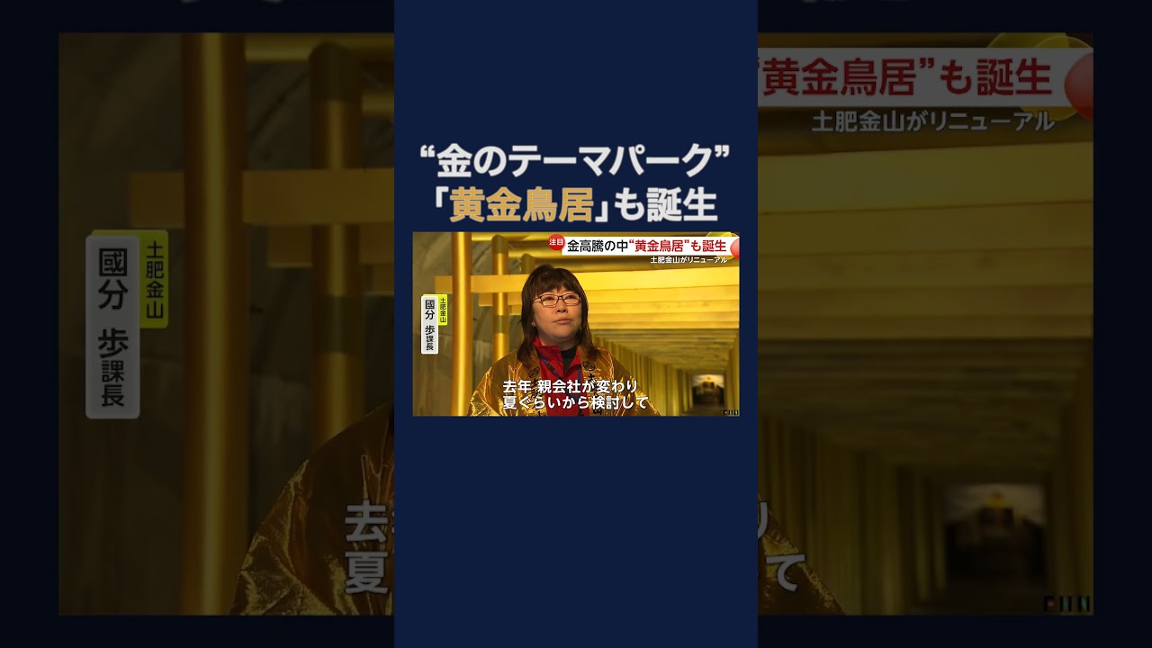 「お金増えないかな」黄金鳥居が金価格高騰で注目！荘厳な50本の金箔の鳥居ズラリ…土肥金山が“開運”リニューアル　#shorts img