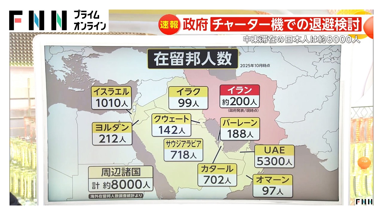 「最悪のケースに備え…」中東滞在中の日本人は8000人　日本政府は陸路に加えチャーター機での邦人退避を検討（2026年03月04日） img